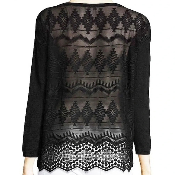 Joie • Black Jenka Lace Eyelet Mesh Back Blouse - Picture 1 of 6
